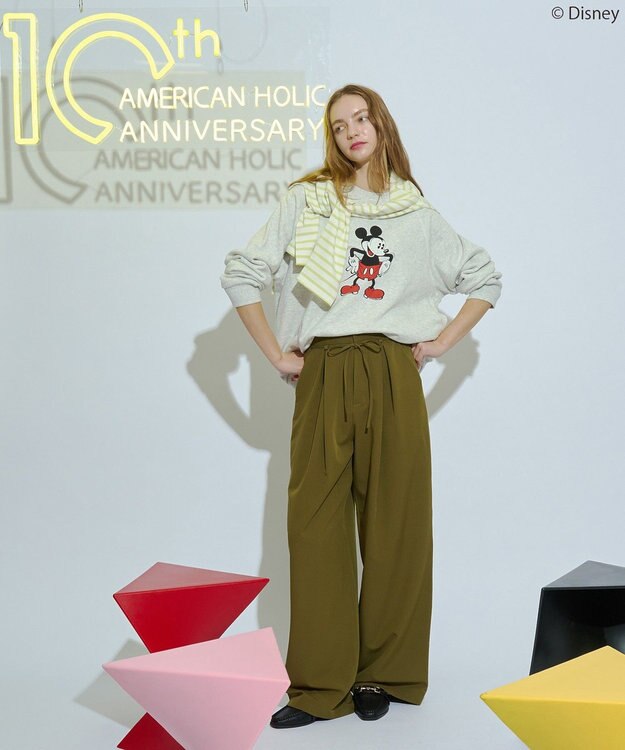 AMERICAN HOLIC 【Mickey&Friends】ビンテージ風スウェット Light Gray Mixture