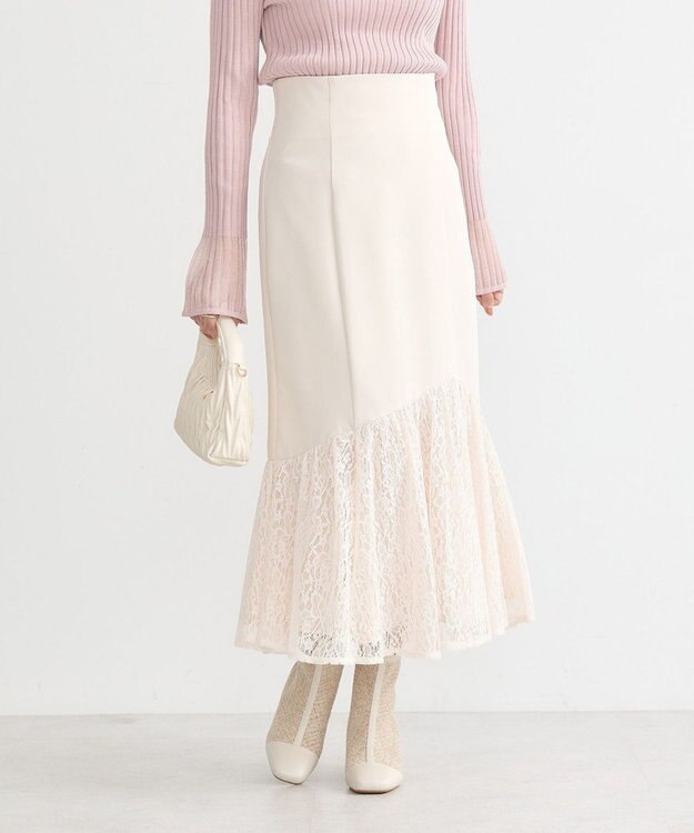 earth music&ecology レースドッキングスカート Ecru