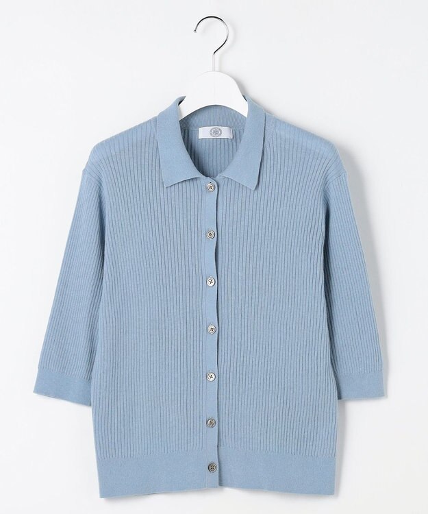 J.PRESS LADIES S LINEN COTTON ポロ ニット サックスブルー系