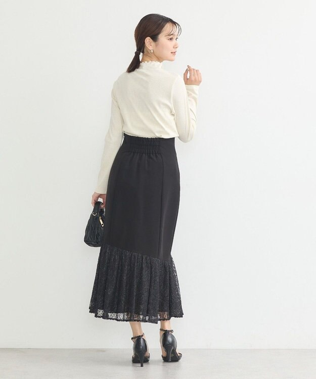 earth music&ecology レースドッキングスカート Black