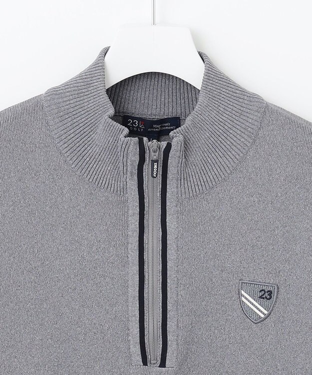23区GOLF 【MEN】ハーフジップ ニットソー ライトグレー系