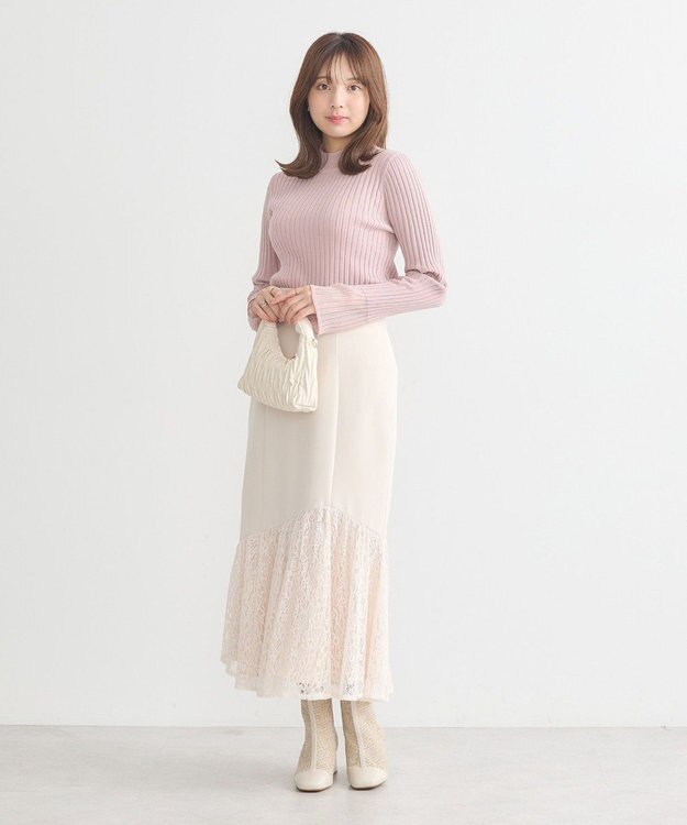 earth music&ecology レースドッキングスカート Ecru