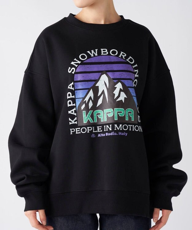 OP／FILA 【Kappa】マウンテンデザイン ユニセックススウェット ブラック