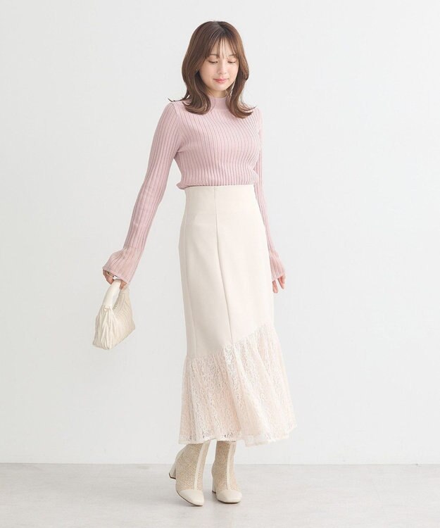 earth music&ecology レースドッキングスカート Ecru