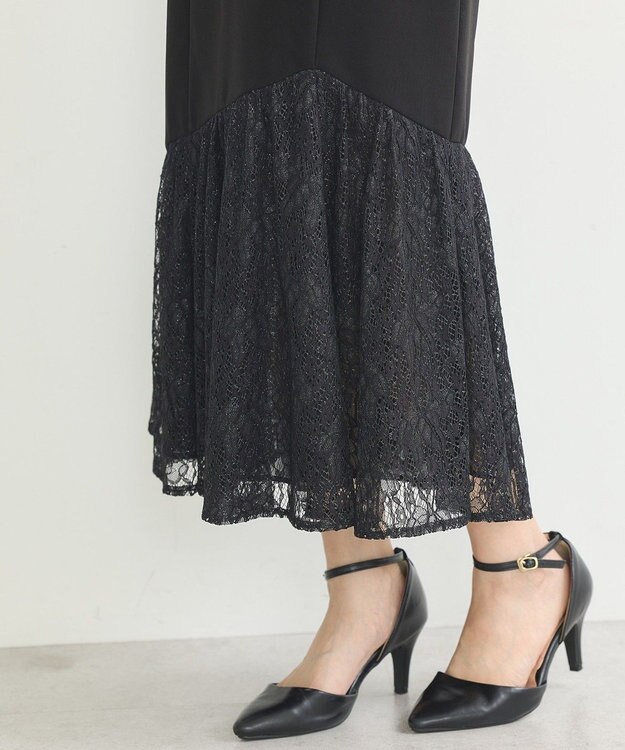 earth music&ecology レースドッキングスカート Black