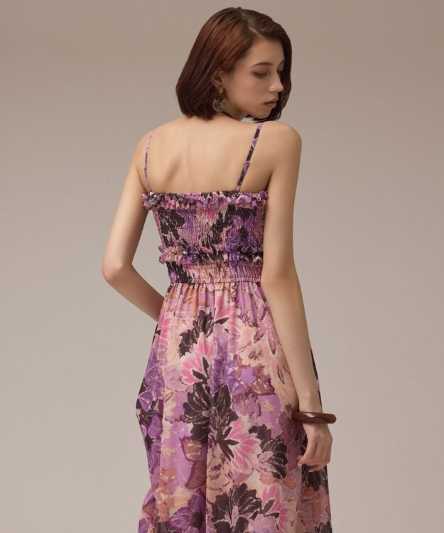 GRACE CONTINENTAL タイダイリーフプリントワンピース ラベンダー