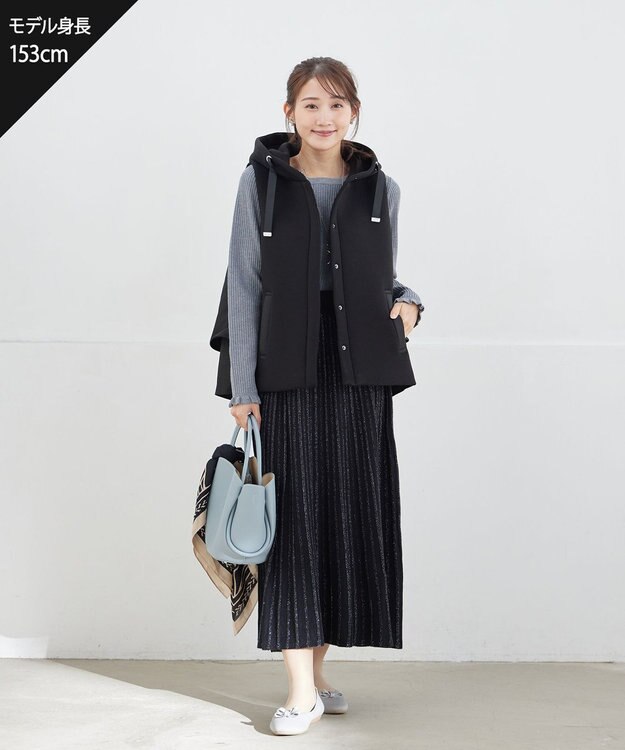 Tiaclasse 【安田美沙子さん着用・選べる2type・洗える】 フリルニットトップス クルーネック：チャコール