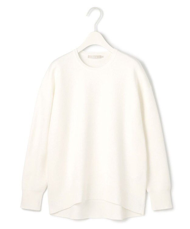 ICB 【WEB限定カラーあり・洗える】コットンポリエステルスムース  ニットプルオーバー オフホワイト系