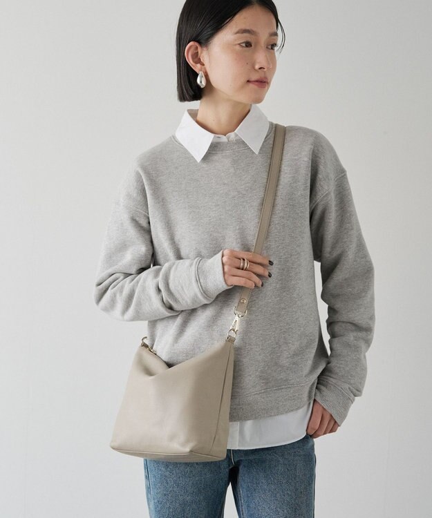russet ソフトレザーシンプルショルダーバッグ (CE-1328-WEB) GrayBeige