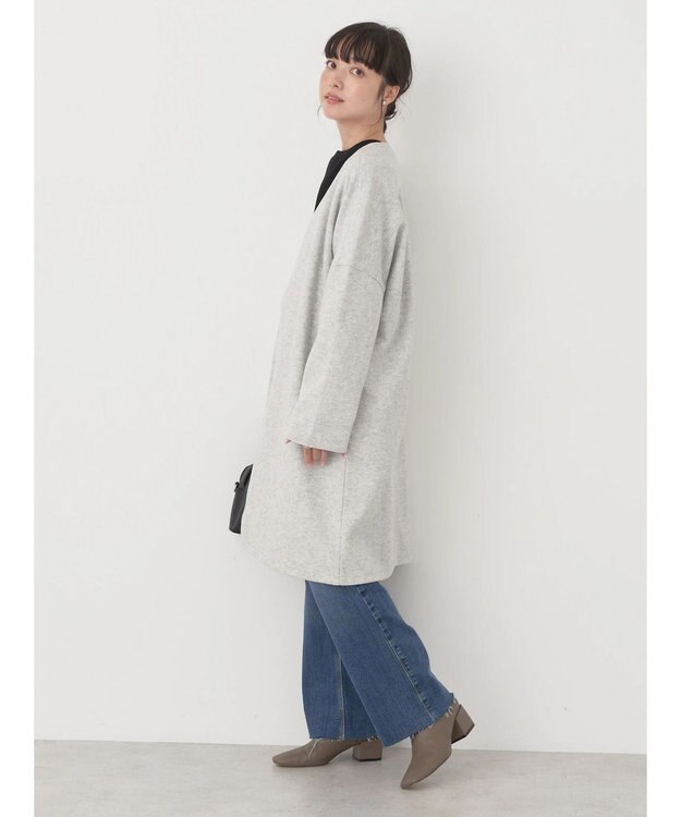 earth music&ecology 圧縮風ポンチコーディガン Light Gray