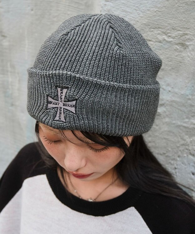 WEGO 【ユニセックス着用ITEM】ロゴショートビーニー ダークグレー