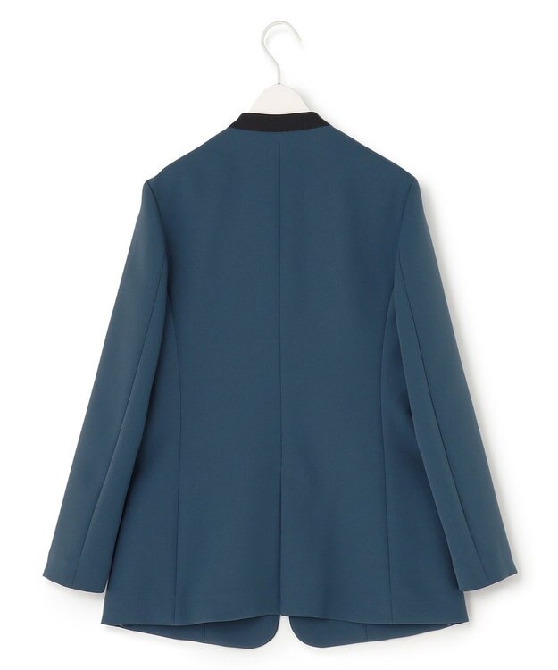 ICB 【洗える】トリプルクロスツイル ノーカラージャケット サルートブルー系