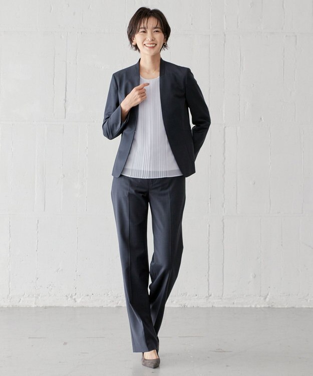 J.PRESS LADIES L BAHARIYE ストレート パンツ ネイビー系