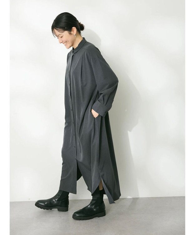 CRAFT STANDARD BOUTIQUE イージーケアタック入りワンピース Charcoal Gray