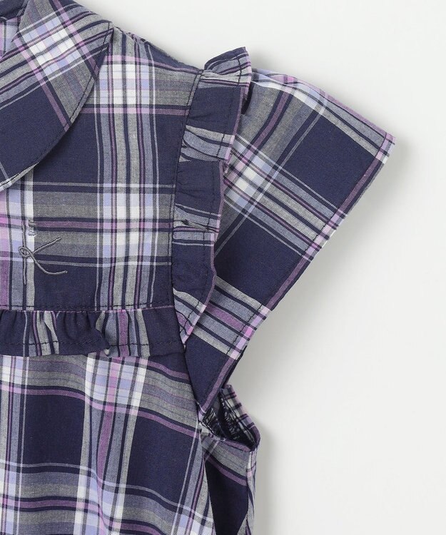 組曲 KIDS 【110-140㎝】プランタンチェック ワンピース ネイビー