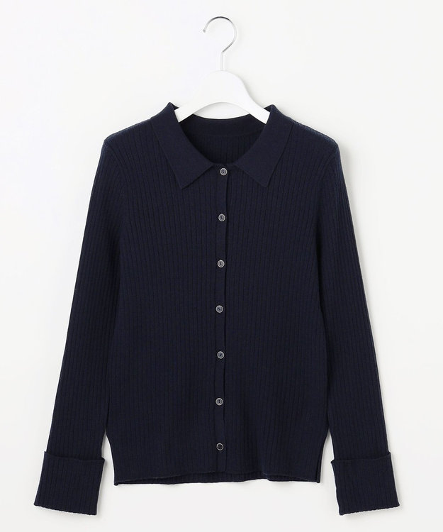 ANY SIS S CICA加工 襟デザイン ニット ネイビー