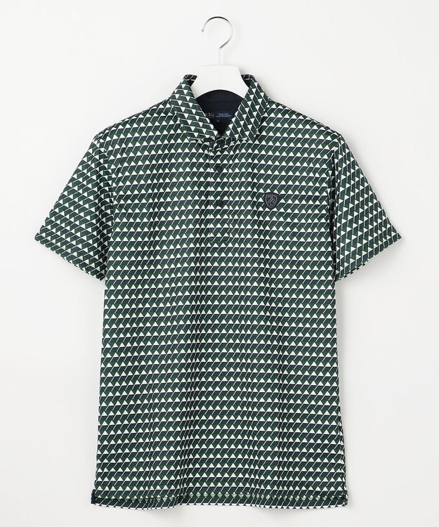 23区GOLF 【MEN】フラッグ総柄ポロシャツ ダークグリーン系5