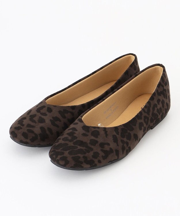 ANY 走れるスクエアバレエ シューズ スエードレオパード