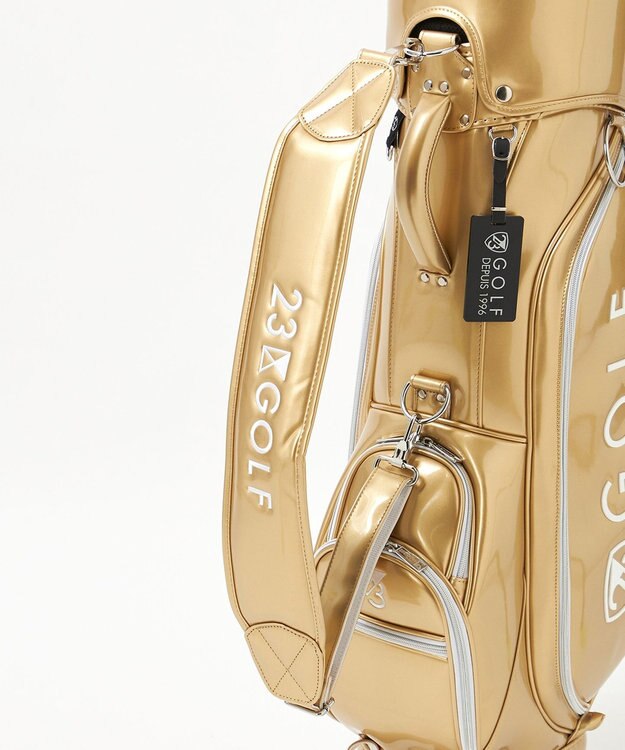 23区GOLF 【UNISEX】エレガントエナメルキャディバッグ　キャスター付きで移動もラクチン ゴールド系