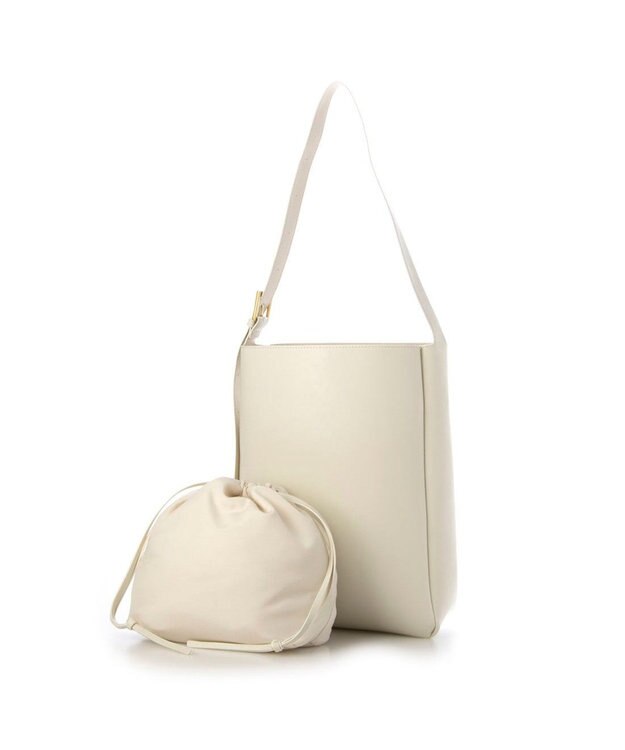 UNBILLION カシュカシュ cachecache / アシンメトリーバックル付きホーボーバッグ アイボリー