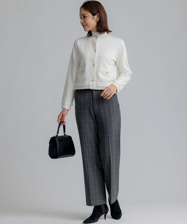 組曲 S 2WAYウォームストレッチ ストレートチェックパンツ グレー系3