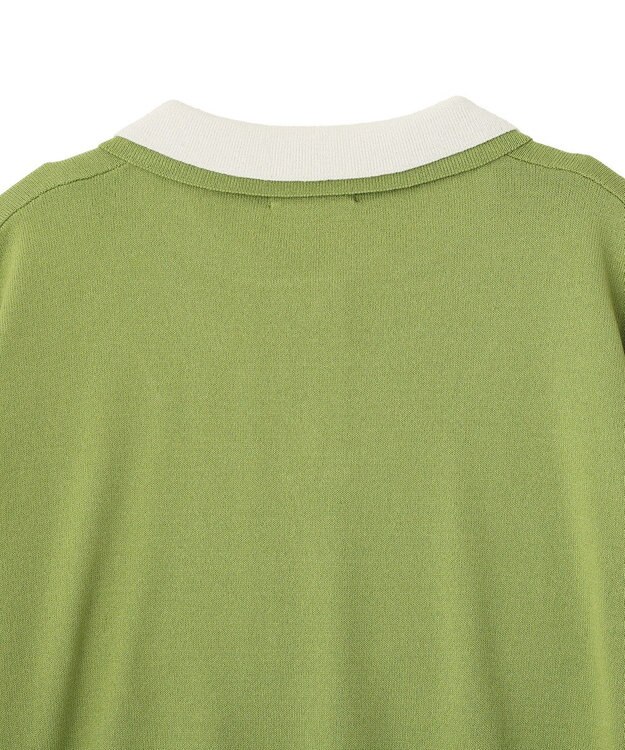 earth music&ecology バイカラーポロニット Green
