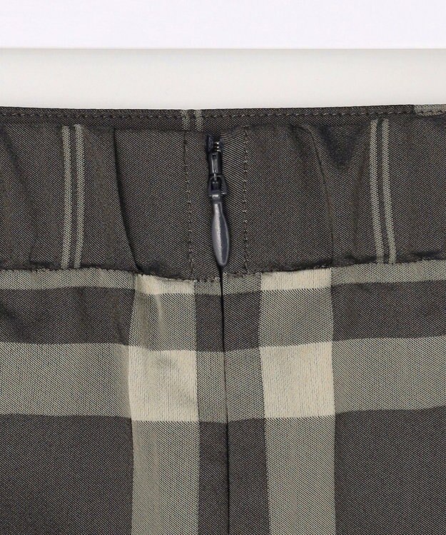 J.PRESS LADIES S ブロックチェックジャガード フレア スカート ブラック×ベージュ系