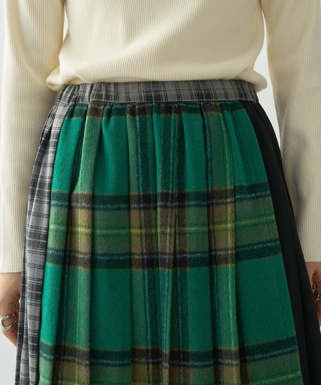 AMERICAN HOLIC シャギーチェックプリーツスカート Green