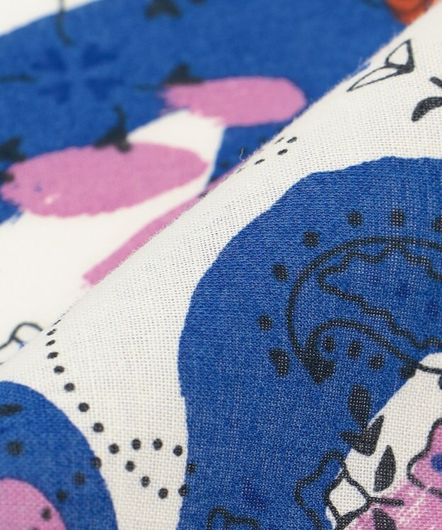 23区 manipuri ヴィンテージモチーフ スカーフ ブルー×オレンジ