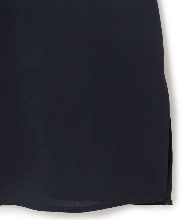 ICB L 【接触冷感・UVケア・速乾・洗える】BackSatinAmunzen  5分袖スカーフタイブラウス ネイビー系