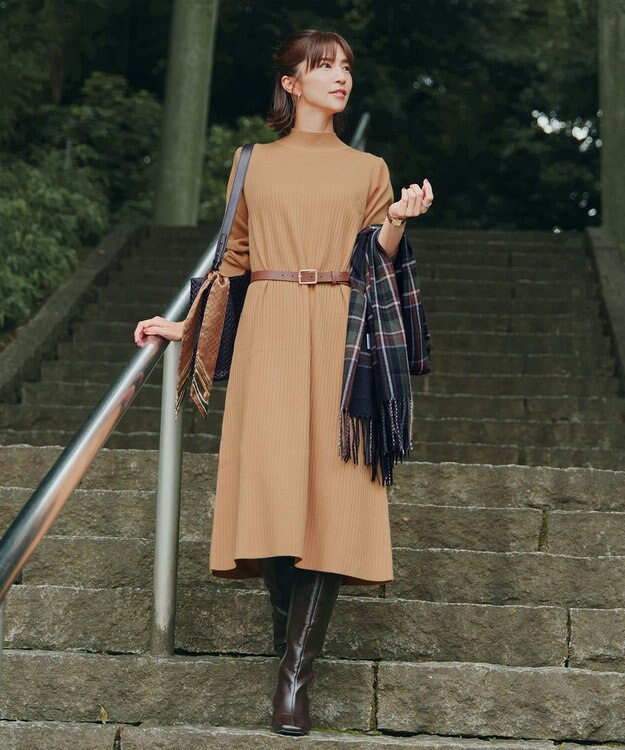 Tiaclasse 【安田美沙子さん着用】ウール混チェックマフラー ネイビー