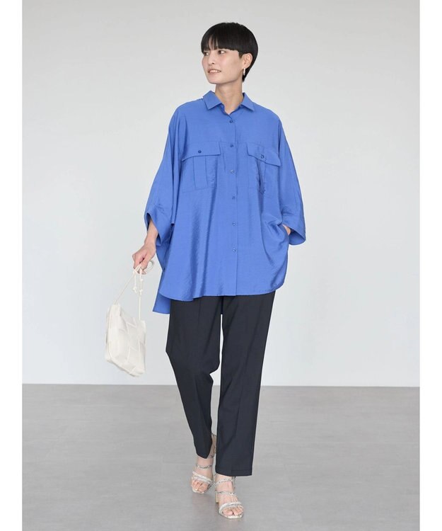 AMERICAN HOLIC 接触冷感Ｗポケットシャツチュニック Blue