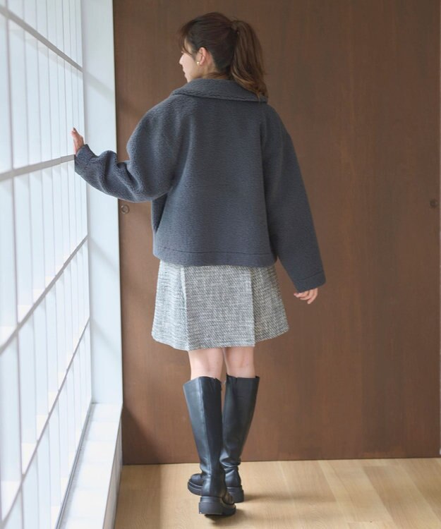 Feroux リバーシブル ムートンボアコート グレー系