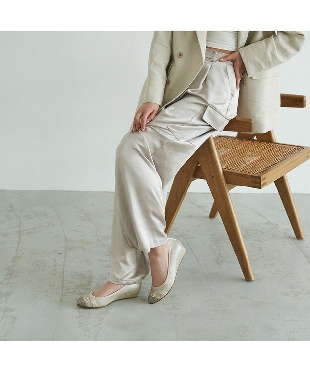 MODE ET JACOMO <carino>ポインテッドトゥウエッジヒールパンプス ゴールドコンビ