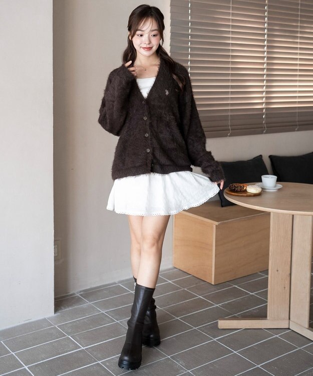 WEGO 【25年秋冬新作/WEB限定】別注USPOLOシャギーニットカーデ ブラウン