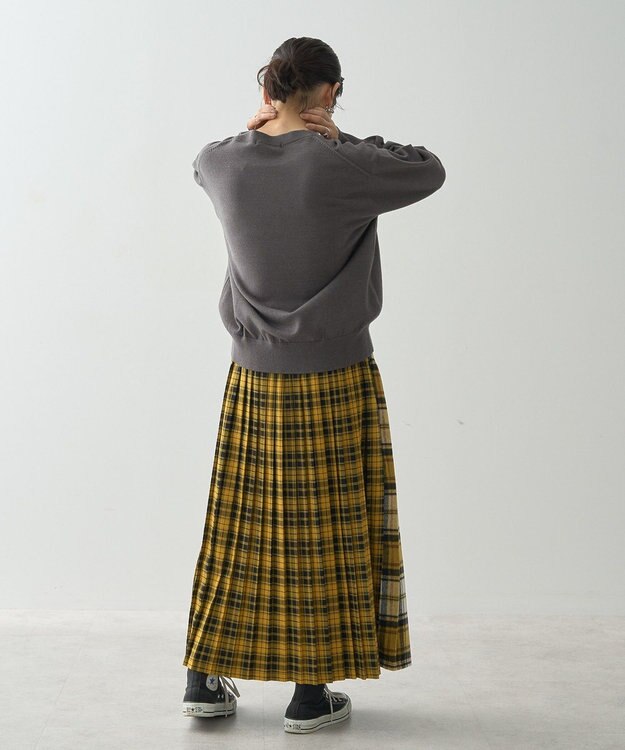 AMERICAN HOLIC シャギーチェックプリーツスカート Mustard