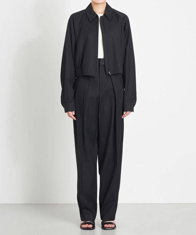 NAVE 【Nave　洗える】バルキーツイル ジップアップブルゾン ブラック系