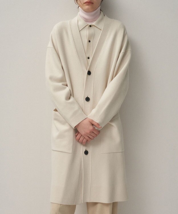 ATON MERINO COLLEGE KNIT | オーバーサイズカーディガン WARM WHITE