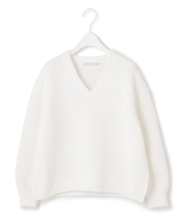 ICB 【洗える】リリヤーンバルキー Vネックニット オフホワイト系