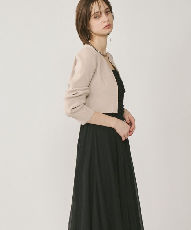 GRACE CONTINENTAL ショートリブニットカーディガン ベージュ