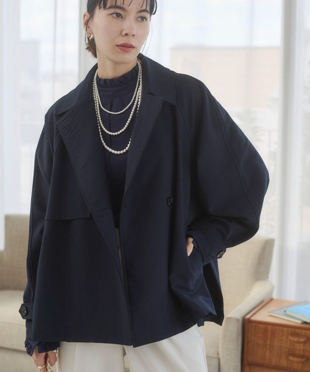 WEGO 【ANGIE VINTAGE】ショート トレンチコート ネイビー
