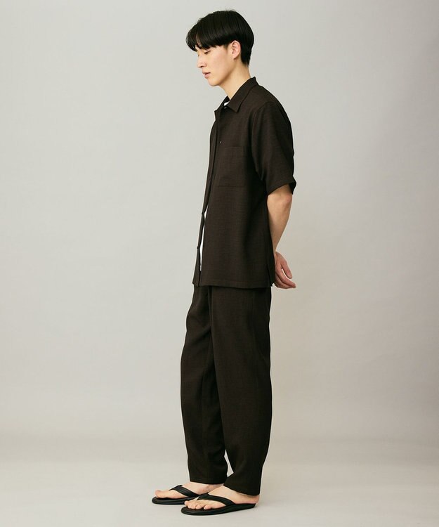 UNFILO MENS リネンライク シャツ ブラウン