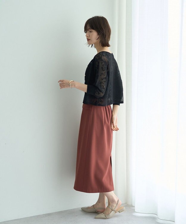 YECCA VECCA 【2点SET】インナーセットレース柄カーディガン Black