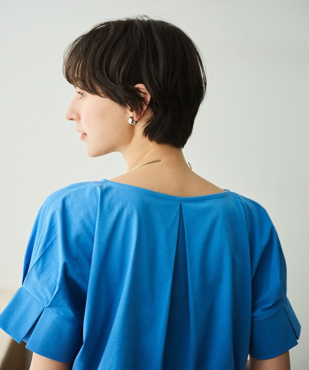 #Newans 【乾燥機可能/接触冷感】タックスリーブカットソー ブルー