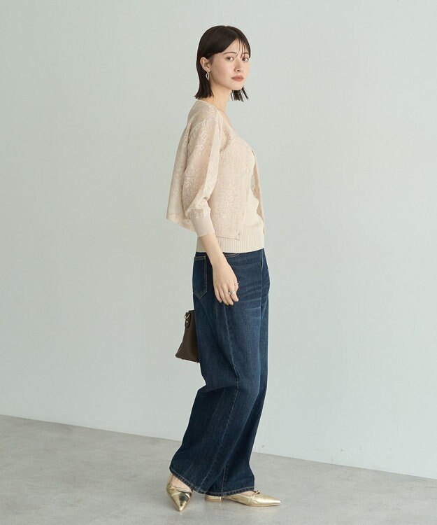 YECCA VECCA 【2点SET】インナーセットレース柄カーディガン Light Beige