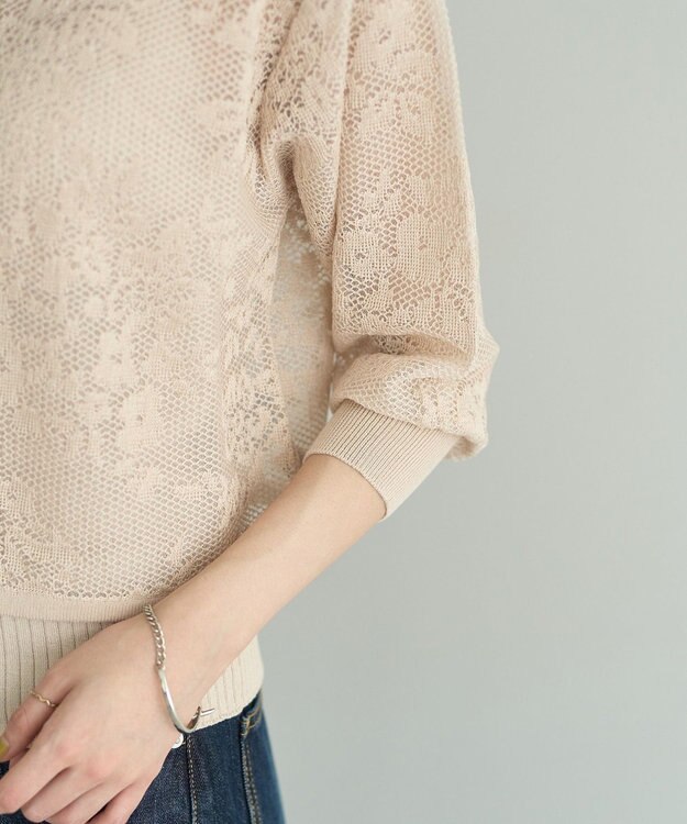 YECCA VECCA 【2点SET】インナーセットレース柄カーディガン Light Beige