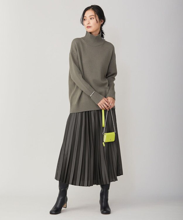 ICB 【新色追加・WEB限定カラーあり】 ソフトカシミヤミックス ハイネックニット アッシュカーキ系