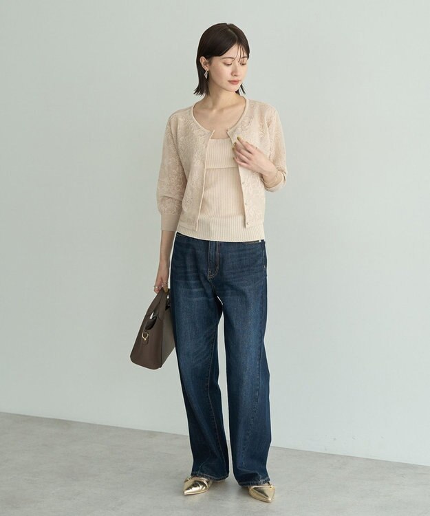 YECCA VECCA 【2点SET】インナーセットレース柄カーディガン Light Beige