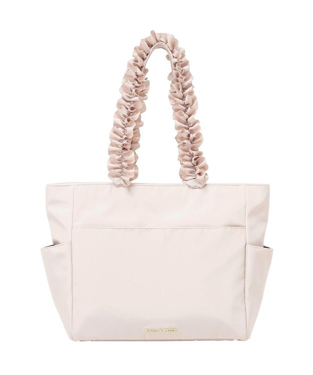 Maison de FLEUR 撥水加工フリルハンドルトートバッグ Grayish Pink