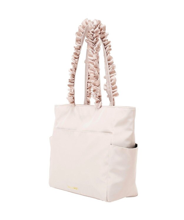 Maison de FLEUR 撥水加工フリルハンドルトートバッグ Grayish Pink